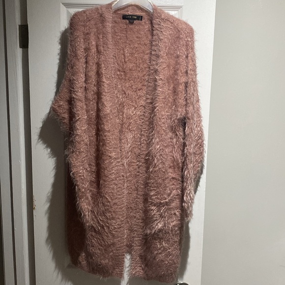 Mauve pink fuzzy knit cardigan - Picture 11 of 12